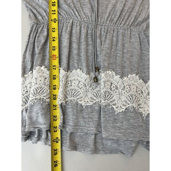 Boho Romance Cottagecore Prairie Lace Trim Babydoll Top 6 Grunge Fairy Whimsical - Picture 12 of 14